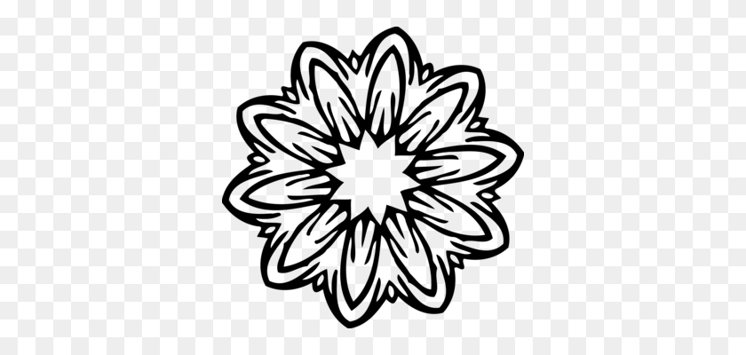 340x340 Цветочный Дизайн Срезанные Цветы Лепесток Стебель Растения - Пуансеттия Клипарт Черный И Белый