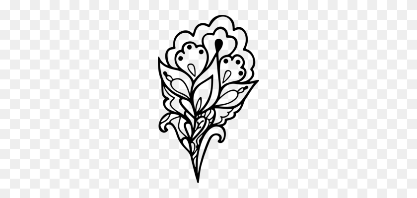 204x339 Цветочный Дизайн Листьев Цветущих Растений Линии Искусства - Лепесток Цветка Клипарт