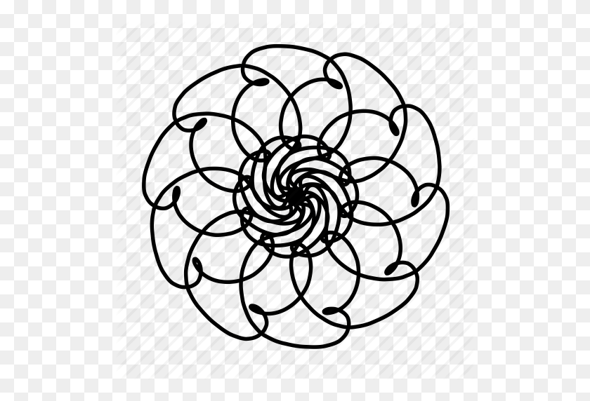 512x512 Floral, Flower, Mandala, Mandalas, Ornaments, Pattern, Swirls Icon - White Swirls PNG