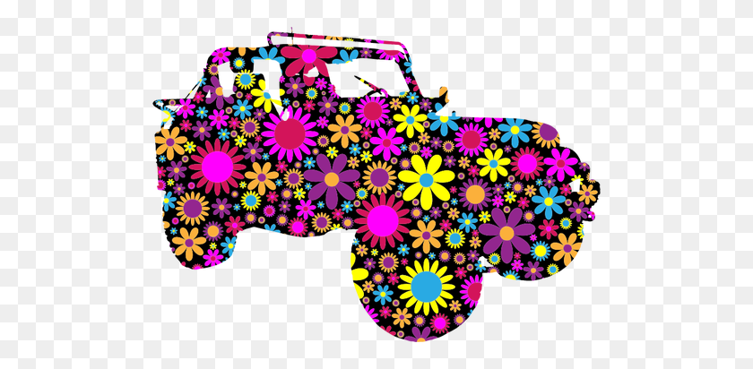 500x352 Джип С Цветочным Рисунком - Клипарт С Логотипом Jeep