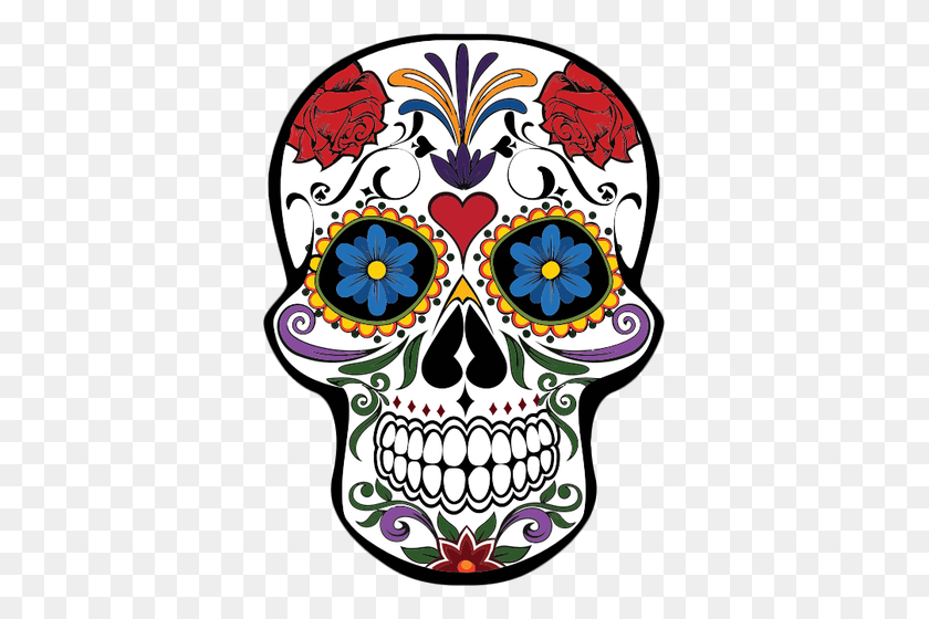 363x500 Floral Skull Vector Image Illustration - Skull Vector PNG
