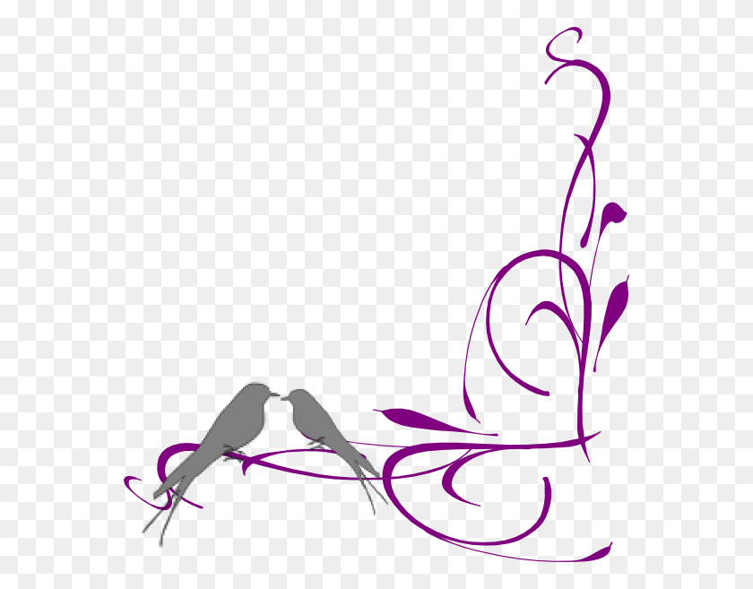 564x597 Floral Swirly Bird Bottom Corner Png, Clip Art For Web - Floral Clipart PNG
