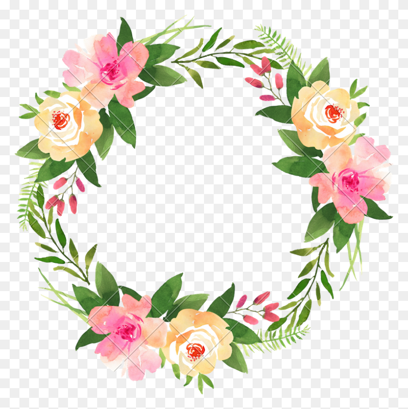 796x800 Floral Wedding Wreath With Roses - Wedding Flowers PNG