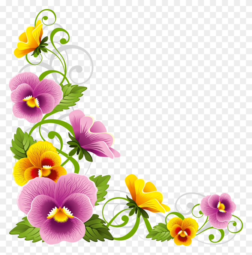 863x872 Flores Flowers, Pansies - Flores Vector PNG