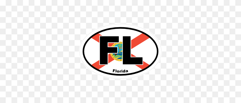 300x300 Florida Fl State Flag Ovalada De La Etiqueta Engomada - Florida State Logo Png