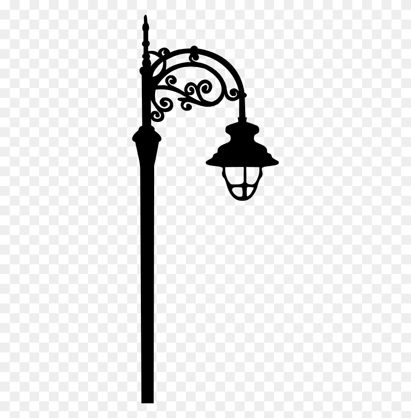 300x794 Flourish Street Lamp Silhouettesstencils - Lamp Post Clipart