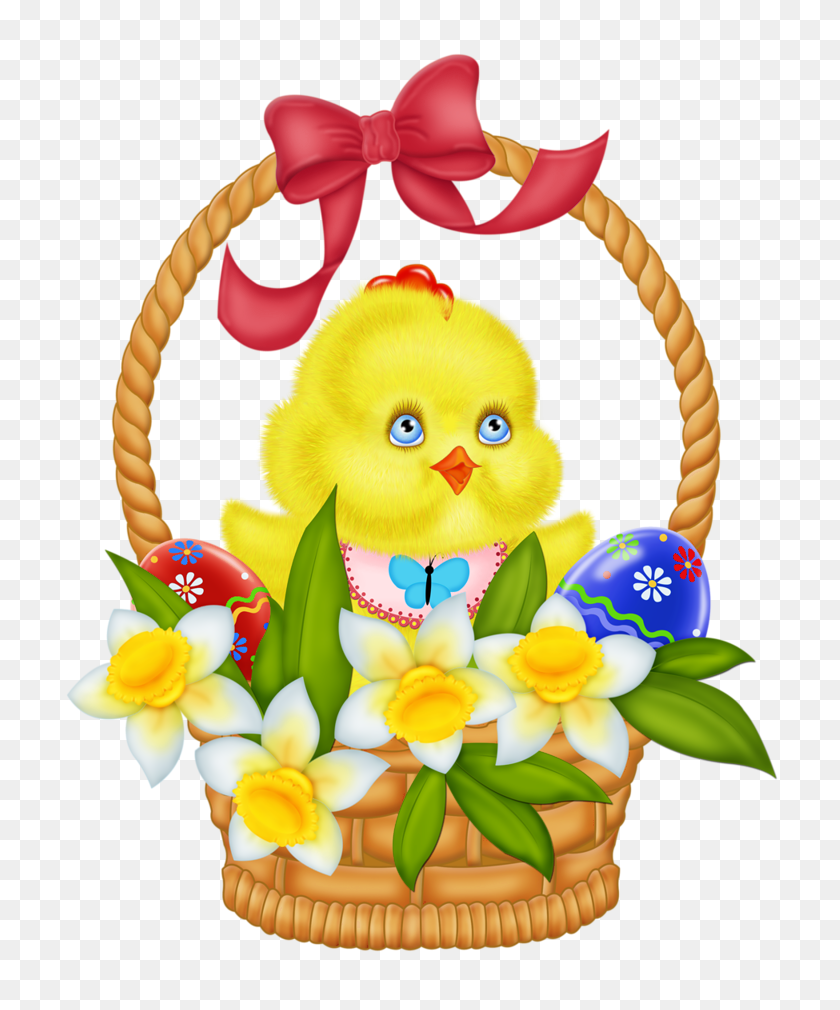 730x950 Flower Basket Clipart Png - Basket Of Eggs Clipart
