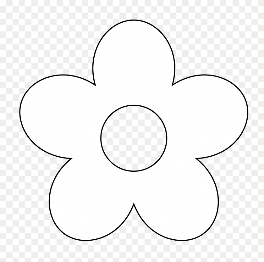 Simple Flower Clipart Black And White Png