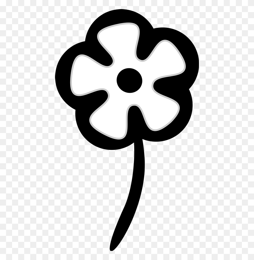 476x800 Flower Black And White Flower Black And White Clipart Kid - Simple Flower Clipart