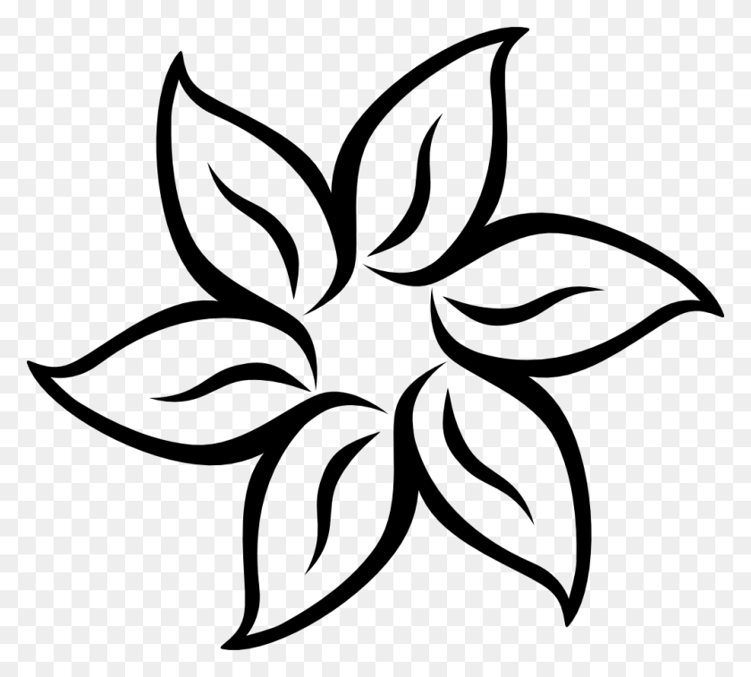 999x893 Цветок Черно-Белые Прозрачные Изображения Png - Контур Розы Png