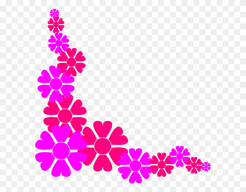 600x597 Frontera De Flores Para Niñas Clipart - Clipart De Flores Hawaianas En Blanco Y Negro
