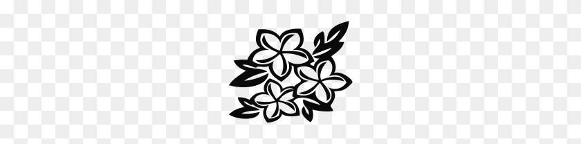 180x148 Цветочный Клипарт - Гавайский Цветочный Клипарт Черно-Белый