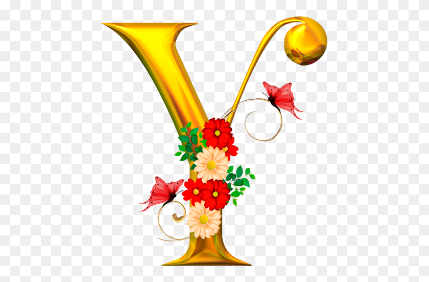 445x491 Flower Clipart Alphabet Letter Png Transprent - Flower Vase Clipart