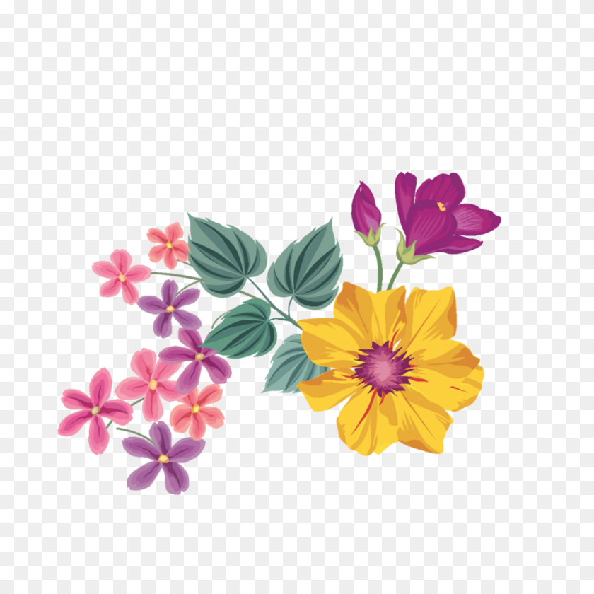 1024x1024 Цветочный Клипарт Цветочный Дизайн Цветочная Рамка Для Акварельной Живописи - Акварельные Цветы Png