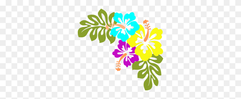 298x285 Flower Clipart Luau - Cross With Flowers Clipart