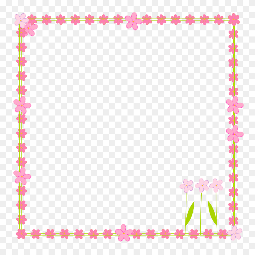 1600x1599 Flower Cliparts Frame - Pink Frame Clipart