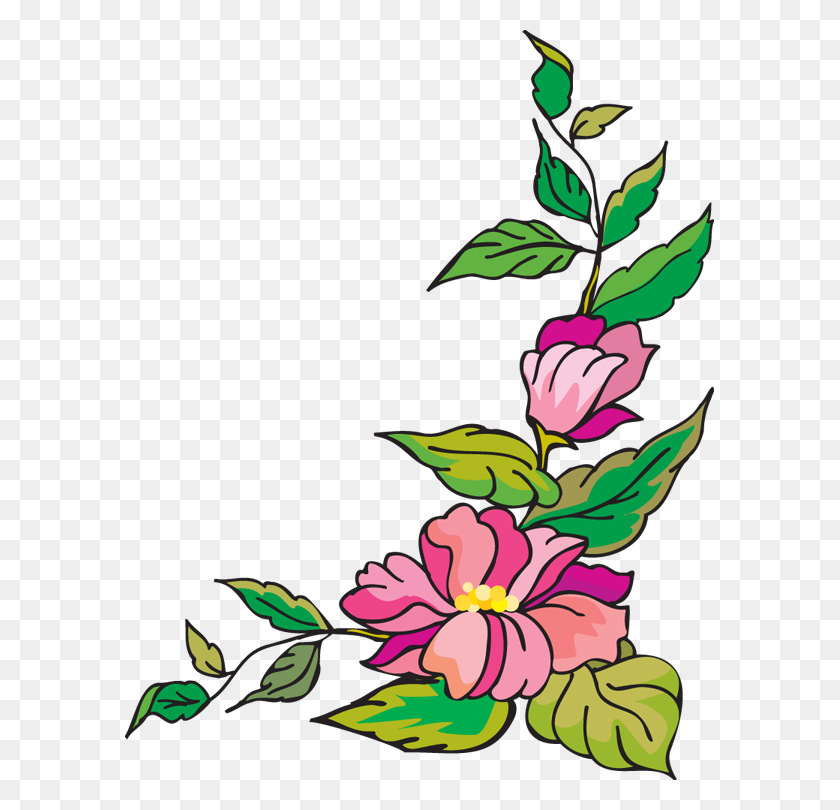 589x750 Цветочный Уголок-Бордюр - Гавайский Цветочный Клипарт