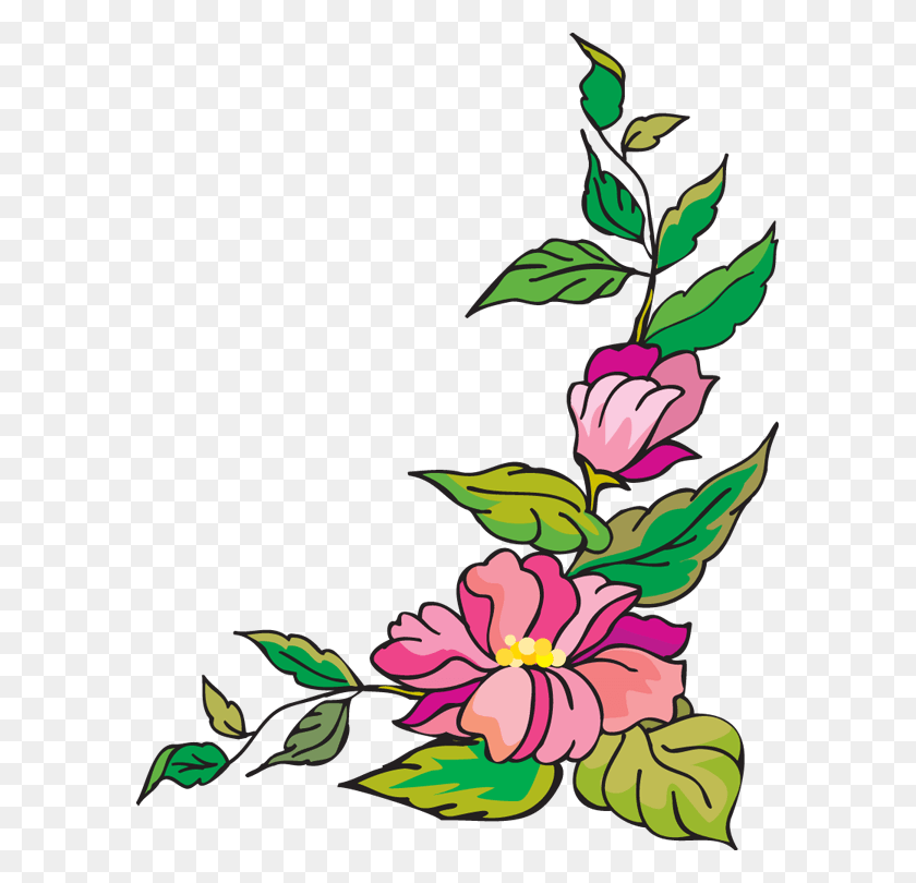 589x750 Flower Corner Cliparts - Corner Design Clipart