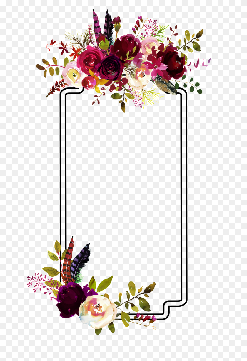 1024x1536 Flower Decorative Border Picture Free Download Png Vector - Flower Border PNG