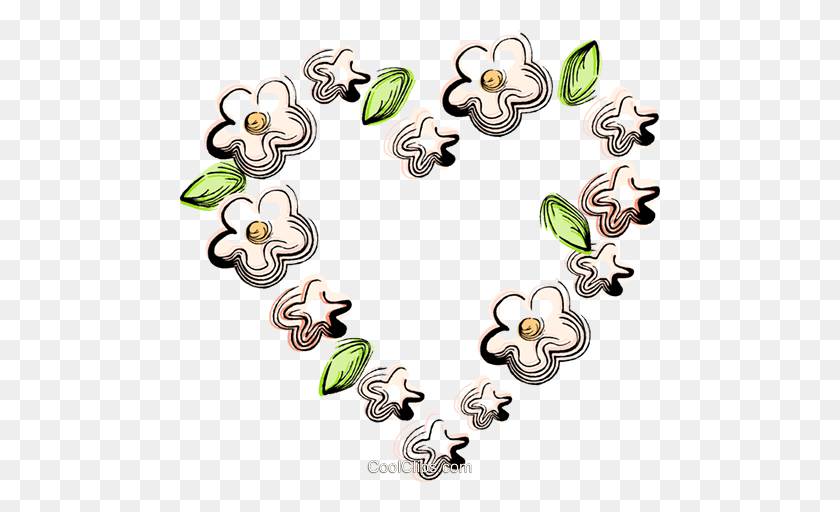 480x452 Flower Heart Design Royalty Free Vector Clip Art Illustration - Flower Heart Clipart