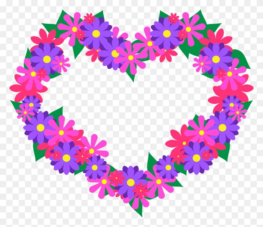 1280x1096 Цветок, Сердце, Розовый, Фиолетовый, Цветочный - Летние Цветы Png