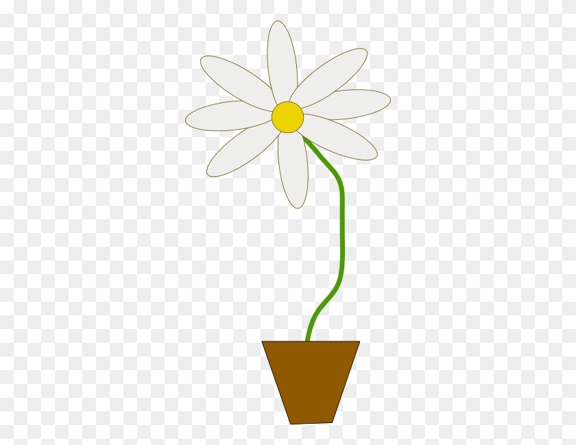 300x589 Flower In A Pot Clip Art Free Vector - Row Of Flowers Clipart