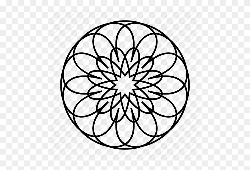 512x512 Flor, India, Mandala, Monograma, Oriente, Ornamento Redondo, Icono De Yoga - Mandala Vector Png