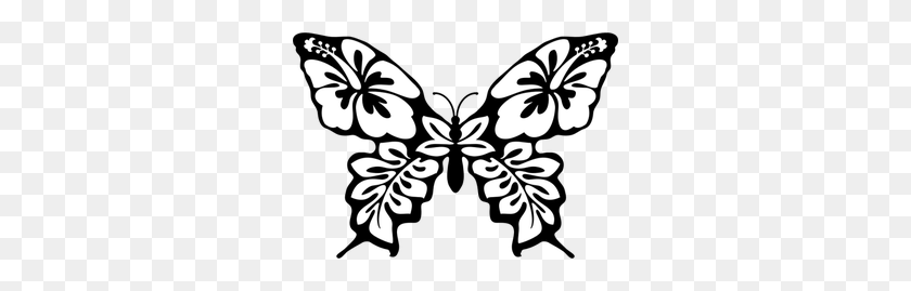 300x209 Flower Line Drawing Clip Art Free - Free Clipart Of Flowers And Butterflies