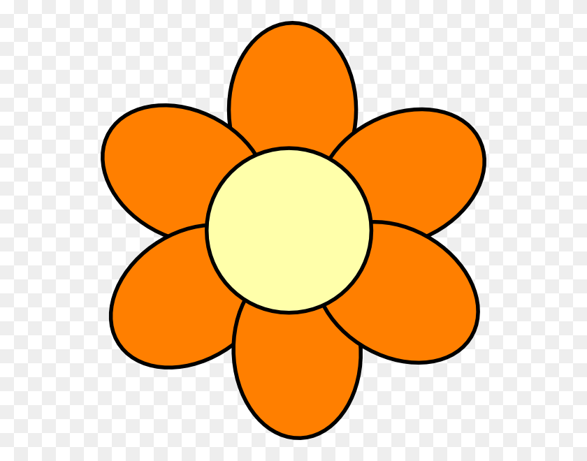 552x600 Цветок Оранжевый Мультфильм - Желтый Цветок Png