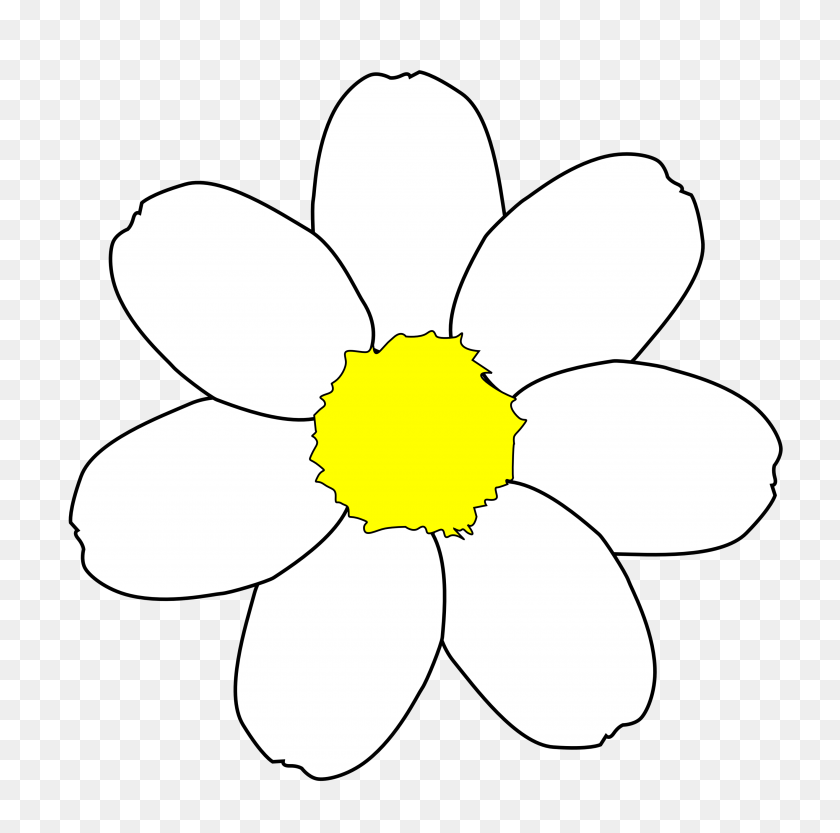 3420x3391 Flower Outline Clip Art Free - Daisy Clipart