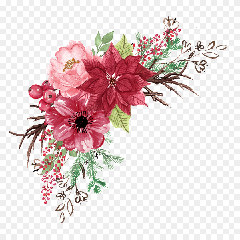 1024x1024 Цветок Png Изображения, Png Скачать Бесплатно Heypik - Розовые Акварельные Цветы Png