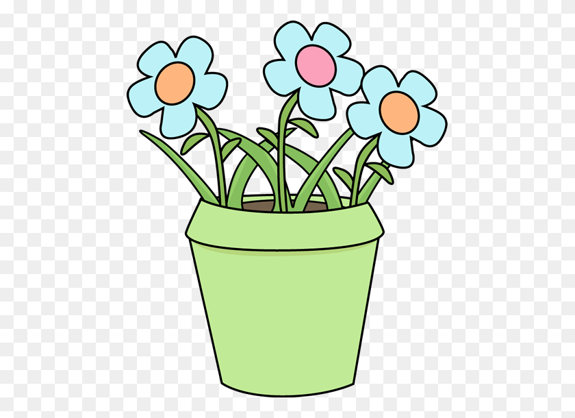 469x550 Flower Pot With Blue Flowers Postacie Do Opisania - Organic Clipart