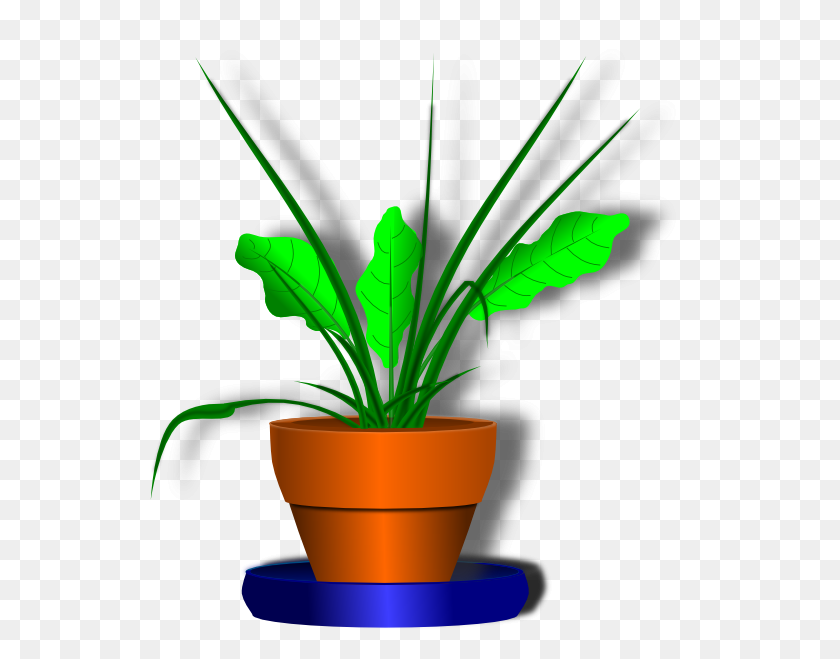 540x599 Flower Pot With Green Plant Clip Art At Vector - Flower In A Pot Clipart