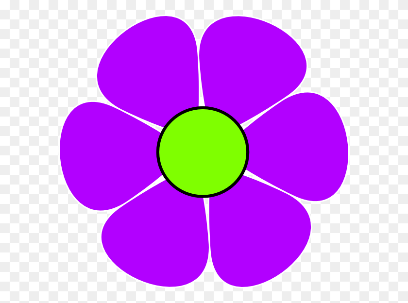 600x564 Flower Power Purple Clip Art - Purple Flower Clipart