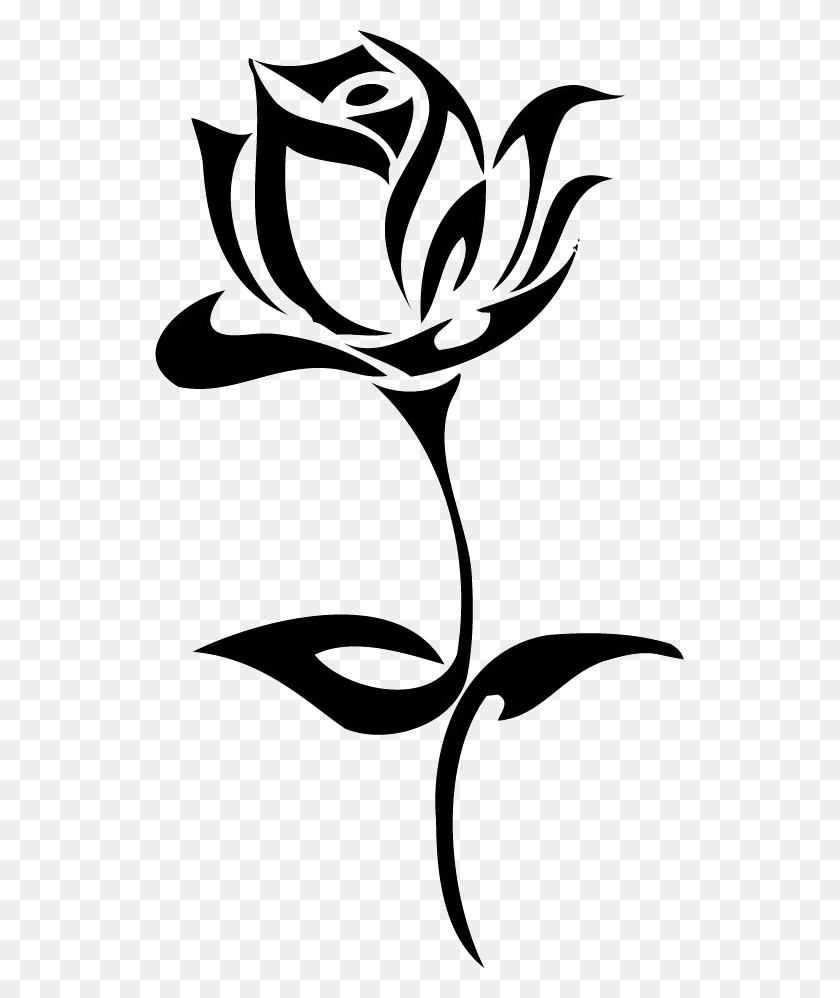 Flower Stencils, Tattoos, Art - Rose Outline PNG - FlyClipart