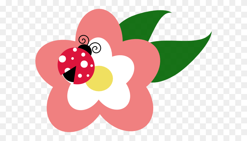 600x420 Flower With Ladybug Clip Art - Ladybug Clipart