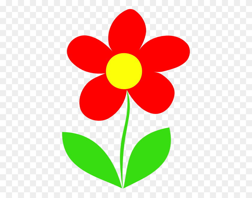 426x599 Flower With Stem Clipart Red Things For My Wall - Red Flower Clipart