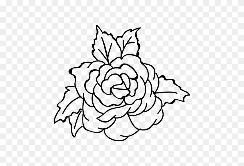 512x512 Flowering Rose Head Stroke Icon Flower - Rose Drawing PNG
