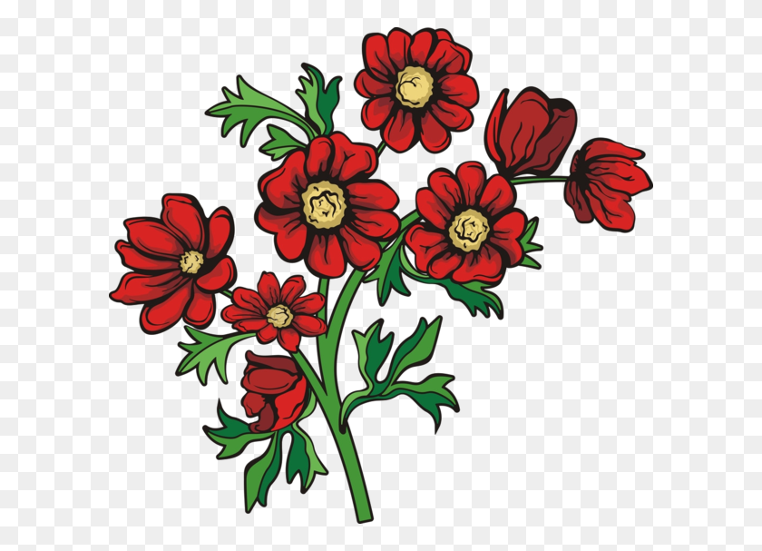 600x547 Flowers - Traditional Mexican Embroidery Patterns PNG