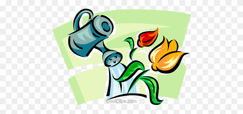 480x334 Flowers And A Watering Can Royalty Free Vector Clip Art - Watering Can Clipart