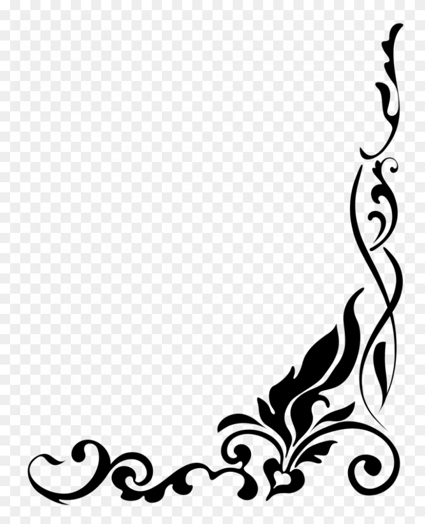 800x1000 Flowers Borders Clipart Black And White - Cliff Clipart Black And White