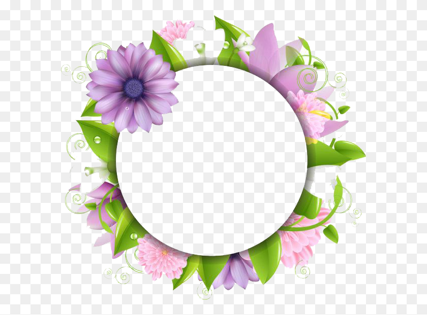 600x561 Flowers Borders Png Transparent Flowers Borders Images - Pink Border PNG
