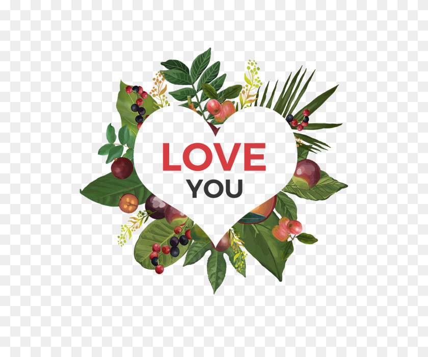 640x640 Flowers Decoration Heart Shape With Tropical Leaves, Heart - Tropical Flowers PNG