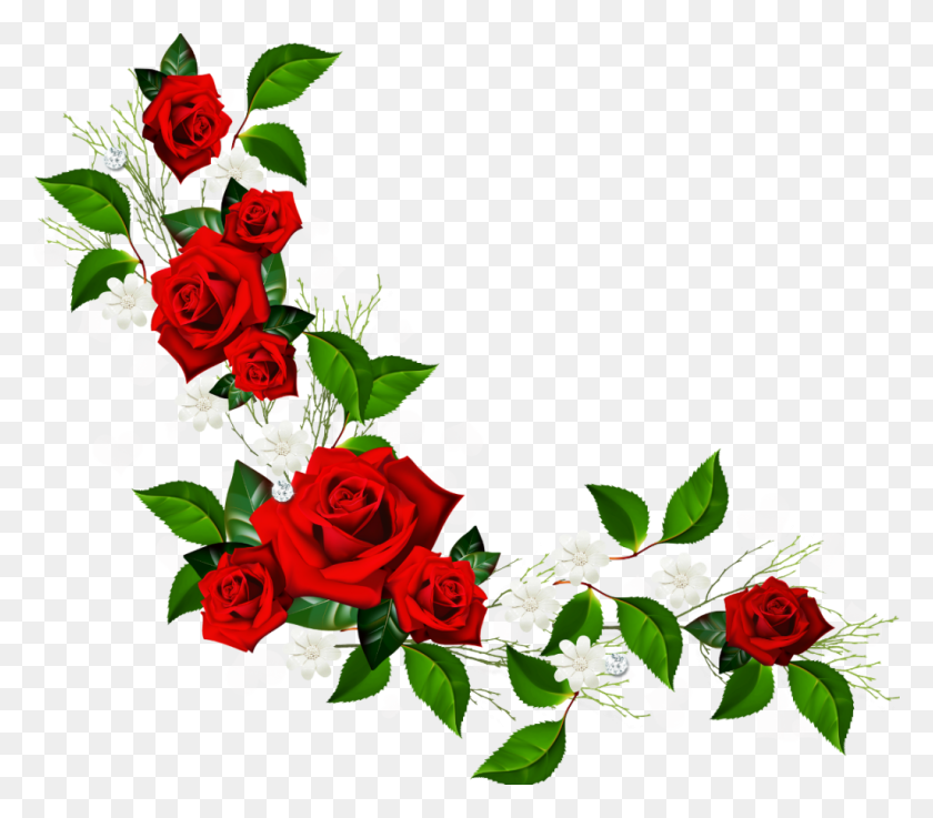 1024x889 Flores Flores, Rojo - Borde Floral Png