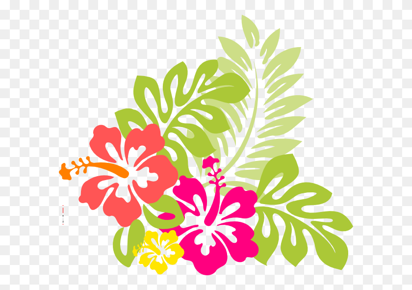 600x531 Flores De Hawaii, La Flor De Hibisco Exótica Con Arte De La Palabra - Flores Tropicales Png