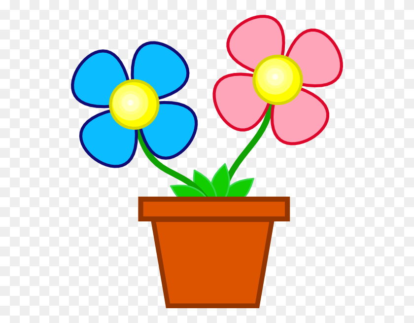 552x595 Flowers In A Vase Clip Art Free Vector - Row Of Flowers Clipart