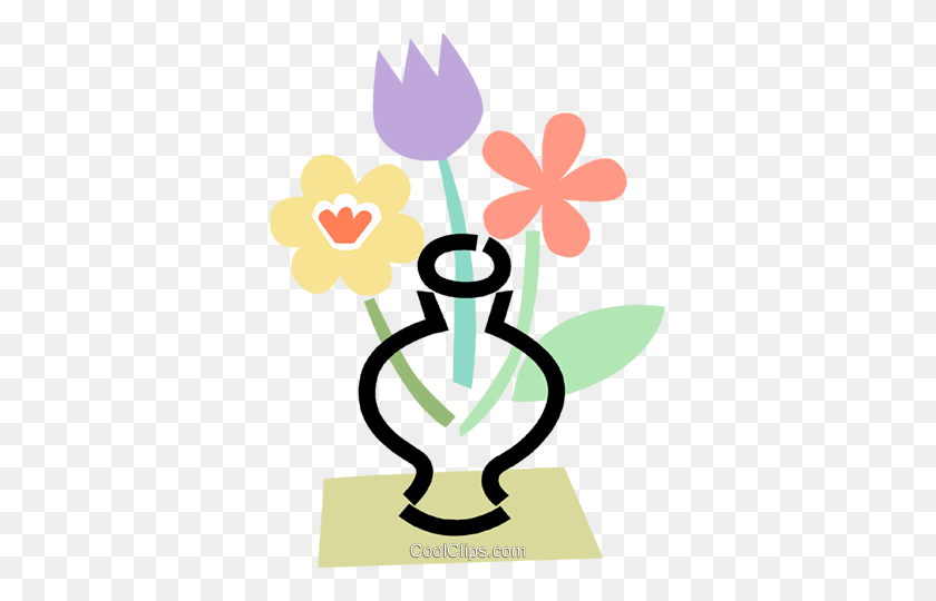 355x480 Flowers In A Vase Royalty Free Vector Clip Art Illustration - Vase Clipart