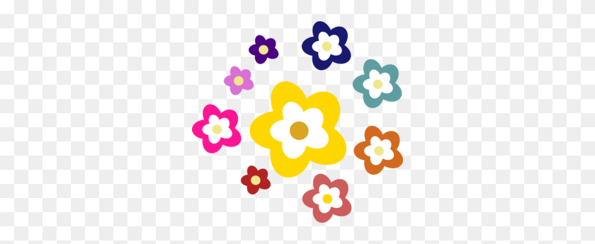 298x285 Flowers In Various Colors Clip Art - Flower Petals PNG