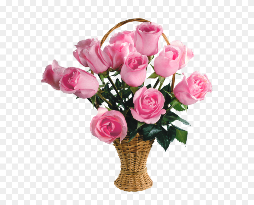602x617 Flowers Pink Roses, Rose - Bouquet Of Flowers PNG