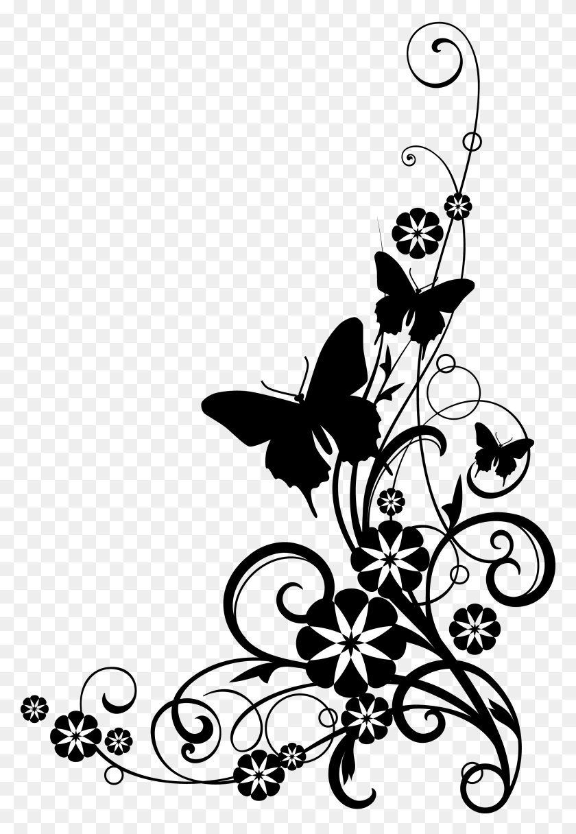 2225x3300 Flowers, Tree, Flourish Silhouettes, Vectors - Fox Clipart Black And White